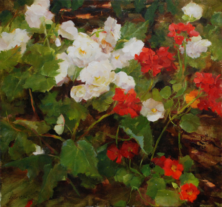 Begonias and Geraniums by Kathy Anderson